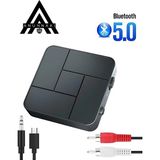 Fumeyabi Bluetooth 5.0 Ses Alıcı Verici Aux Rca USB Stereo Kablosuz Mikrofonlu Araba Tv Pc Rx Tx Receiver - Abanoz