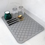 Fumeyabi Silikon Bulaşık Kurutma Matı, Kaymaz ve Kolay Temizlenebilir Silikon Mat, Isıya Dayanıklı, Bulaşıklar ve Tezgah Üstü Için, Buzdolabı Çekmece Astarı (Gri 40X30CM) - Ahşap