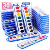 FUMILE Suluboya Boya Seti Toplu, 30 Paket, 8 Yıkanabilir, Boya Fırçası ile Parlak Renkler. Partiler, Sınıflar, Sanat Dersleri, Öğrenciler, Parti İyiliği, Her Yaştan Suluboya Boya Seti Çocuklar.