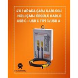 Fun And Market Buğz 4'ü 1 Arada USB Hızlı Şarj ve Veri Kablosu – 65W Güç, Çoklu Bağlantı, 1.2m
