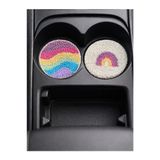 Fun Life Araba Bardak Altlığı 2'li Set Punch El Yapımı Altı Keçeli 7cm Gökkuşağı Desenli