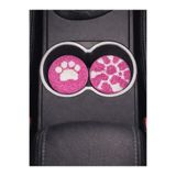 Fun Life Araba Bardak Altlığı 2'li Set Punch El Yapımı Altı Keçeli 7cm Pembe Pati ve Leopar Desenli
