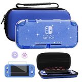 FUNDIARY Nintendo Switch Lite Konsol için Seyahat Taşıma Çantası Aksesuarları, Darbeye Dayanıklı Taşınabilir Taşıma Çantası Paketi, Parıltılı Koruyucu Kılıf, Ekran Koruyucu ve Kız Erkek Çocuklar için 2 Başparmak Kavrama Kapağı