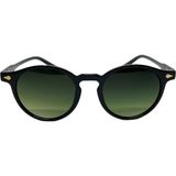 Funeyes Lea Unisex Güneş Gözlüğü Yuvarlak Yeşil Camlı Siyah Çerçeve - Renkli