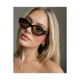 funeyes Maria Cat Eye Siyah Çerçeve Soft Kahverngi Cam Asetat Güneş Gözlüğü