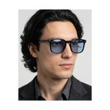 funeyes Mocha Mavi Camli Siyah Çerçeveli Köşeli Unisex Güneş Gözlüğü Hit Model Köşeli Unisex