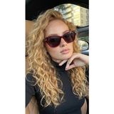 funeyes Rosa Bordo Cat Eye Köşeli Çekik Büyük Güneş Gözlüğü Cam UV400 Korumalı