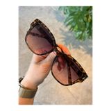 Funeyes Rosa Leopar Degrade Kare Güneş Gözlüğü Cam UV400 Korumalı