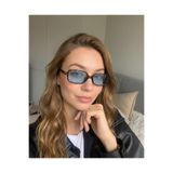 Funeyes Square Mavi Güneş Gözlüğü Miux Leopar Mavi Ince Çerçeve Şık Unisex Model UV400 Koruma