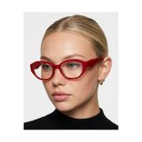 funeyes Stella Kırmızı Red Geometrik Cat eye Kalın Saplı Mavi Işık Koruyucu Gözlük