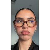 funeyes Stella Leopar Geometrik Cat eye Kalın Saplı Mavi Işık Korumalı Gözlük