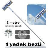 Funflex 2 Metre Çift Taraflı Uzayabilir Yedek Bezli Teleskopik Cam Silme Aparatı - 1 Adet