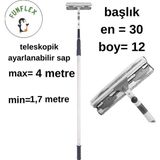 Funflex 4 Metre Teleskopik Cam Silme Aparatı Paspas ve Mop - 1 Adet