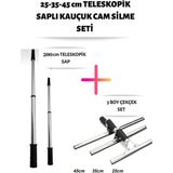 Funflex Cam Silme Seti Teleskopik Saplı 3 Boy Çekçek 2 Metre Metal Sopa Pratik Kullanışlı Pencere Yıkama - 1 Adet