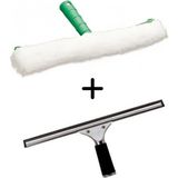 Funflex Camsil Silme Aparatı Çekçek Metal 45CM+MIKROFIBER Peluş ve Aparatı 45CM Temizlik Seti Cam Sileceği - 1 Adet