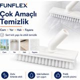 Funflex Sert Kıllı Döner Başlıklı Fırça Başlığı Cam Yer Halı Fayans Temizleme Aparatı - Gri - Beyaz