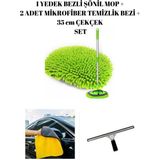Funflex Set Şönil Araba Yıkama Paspas Mop 2 Adet Mikrofiber Temizlik Bezi 35 cm Çekçek - 1 Adet