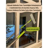 Funflex U Camsil Yüksek Katlı ve Geniş Dış Cam Silme Aparatı Teleskopik Çift Taraflı Cam Silme - Gri - Beyaz