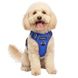 Funfox Küçük Köpek Koşum Takımı Çekmez, Kolay Yürüyüş için Ayarlanabilir Köpek Yeleği, Nefes Alabilir Oxford Malzeme, Küçük Yavru Köpek için Kontrol için Metal Ön Klipsli Yansıtıcı Şeritler Mavi