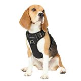 Funfox Orta Köpek Koşum Çekme Yok, Kolay Yürüyüş için Ayarlanabilir Köpek Yelek, Nefes Oxford Malzeme, Küçük Köpek Yavrusu için Kontrol için Metal Ön Klipsli Yansıtıcı Şeritler Siyah