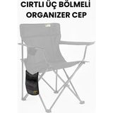 Funky Chairs Cırtlı 3 Bölmeli Organizer Cep - Kamp Sandalyesi, Kamp Masası, Ofis Sandalyesi, Araba Organizeri - Siyah