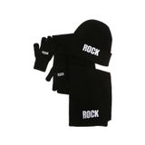 Funky Rocks Ht01 Siyah Unisex Nakışlı Atkı-Bere-Eldiven Takımı