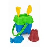 FunkyCraft Küçük Boy Kare Kum Kovası Seti Figürlü | Çocuk Plaj ve Deniz Oyuncağı | Kürek Tırmık Kalıplı Kum Oyun Seti
