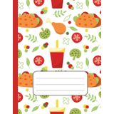 Funny Fast Food Composition Notebook: Cute Taco, Chicken Leg & Cola Doodles on White Cover | Wide Ruled | 110 Lined Pages | 8.5 x 11 in | Fun Food-Themed Journal for Kids & Teens