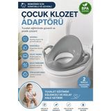 Funny Life 2 Kollu Çocuk Klozet Adaptörü Kaymaz Ergonomik Bebek Tuvalet Eğitimi Oturağı - Gri