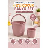 Funny Life 2'li Çocuk Banyo Seti 13 LT Çocuk Banyo Kovası 1,5 LT Maşrapa BPA Free Bebek Banyo Kovası