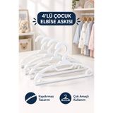 Funny Life 4’lü Çocuk Elbise Askısı Kaydırmaz Çentikli Bebek Elbise Kıyafet Askısı Çok Amaçlı Beyaz