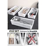 Funny Life 4’lü Set Çekmece İçi Kaşıklık Düzenleyici – Çok Amaçlı Mutfak - Dolap Organizer Sepet