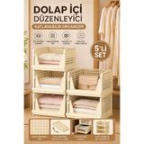 Funny Life 5'li Dolap İçi Katlanabilir Düzenleyici Organizer - Katlanabilir Kayar Raf İstiflenebilir Kıyafet Eşya Düzenleyici