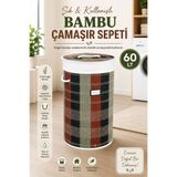 Funny Life 60 Lt Bambu Çamaşır Sepeti Kapaklı Yuvarlak Hasır Kirli Çamaşır Sepeti Çok Amaçlı Düzenleyici