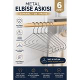 Funny Life 6’lı 4 mm Metal Elbise Askısı Paslanmaz Çelik İnce Askı Dolap Düzenleyici Askılık