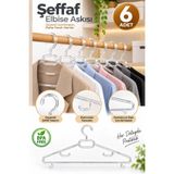 Funny Life 6’lı Şeffaf Elbise Askısı Seti Pantolon Etek Gömlek Askılığı Dayanıklı Plastik Dolap Askısı