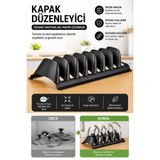 Funny Life 8 Gözlü Tencere Kapak Düzenleyici Organizer Raf Mutfak Dolap İçi Kapak Standı