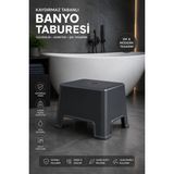 Funny Life Birinci Kalite Plastik Çok Amaçlı Kaydırmaz Banyo Strong Tabure TM03 - Antrasit - Gri