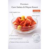 Funny Life Büyük Boy Cam Salata Kasesi - İskandinav Tarz Kase - Şeffaf Meyve Kasesi 26 cm
