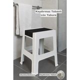 Funny Life Büyük Kaydırmaz Tabanlı Lüx Banyo Taburesi - Günlük Kullanım Çok Amaçlı Modern Tabure Siyah