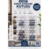 Funny Life Gondol 10'lu Erkek Ayakkabı Kutusu Şeffaf Kapaklı İstiflenebilir Kilitli Düzenleyici Organizer