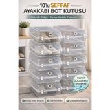 Funny Life Gondol 10’lu Şeffaf Ayakkabı Bot Kutusu Saklama Dolap İçi Düzenleyici Hava Delikli Organizer
