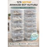 Funny Life Gondol 12'li Şeffaf Ayakkabı Bot Kutusu Saklama Dolap İçi Düzenleyici Hava Delikli Organizer