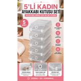 Funny Life Gondol 5'li Ayakkabı Kutusu Şeffaf Düzenleyici Organizer Kilitli Kapaklı İstiflenebilir Saklama Kutusu