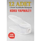 Funny Life Gondol Şeffaf Ayakkabı Rampası 12 Adet 1.sınıf Dolap Içi Ayakkabı Düzenleyici Kokusuz Organizer