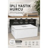 Funny Life İpli Yastık Hurcu Büyük Boy Yorgan Yastık Saklama Hurcu Fermuarlı Bez Organizer Kutu