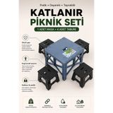 Funny Life Katlanır Kamp Piknik Masa Tabure Seti 5 Parça - Kamp Piknik Seti