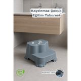 Funny Life Kaydırmaz Taban Çocuk Basamaklı Eğitim Taburesi - Banyo, Lavabo, Klozet Basamak Merdiven Yükseltici - Mavi