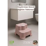 Funny Life Kaydırmaz Taban Çocuk Basamaklı Eğitim Taburesi - Banyo, Lavabo, Klozet Basamak Merdiven Yükseltici - Pembe