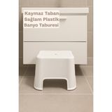 Funny Life Kaydırmaz Tabanlı 200 kg Taşıma Kapasiteli - Ultra Dayanıklı Banyo Taburesi - Beyaz